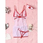Conjunto de lencería erótica 2027, conjunto de ropa interior transparente de encaje porno, conjunto de sujetador y bragas con liguero, disfraces sexys, conjunto erótico de enfermera. - Imagen 2