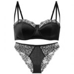 Conjunto de sujetador fino con aros, minimizador, push-up, sin espalda, de encaje francés transparente, sexy, de última tendencia, antideslizante, con cobertura lateral para mujer - Imagen 6