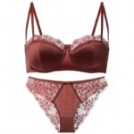 Conjunto de sujetador fino con aros, minimizador, push-up, sin espalda, de encaje francés transparente, sexy, de última tendencia, antideslizante, con cobertura lateral para mujer - Imagen 5