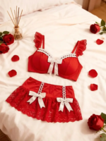 Lencería erótica, conjunto de tutú sexy para mujer, conjunto de sujetador y bragas sexys, mini lencería para dormir, conjunto de dos piezas con hombros descubiertos - Imagen 2