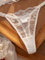 Conjunto de lencería sexy de encaje floral para mujer, conjunto de sujetador ultrafino de 2 piezas, combo de sujetador y bragas para damas - Imagen 4