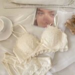 Conjunto de sujetador sexy de encaje bordado con realce para busto pequeño, sin aros, conjunto de lencería.