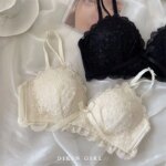 Conjunto de sujetador sexy de encaje bordado con realce para busto pequeño, sin aros, conjunto de lencería. - Imagen 6