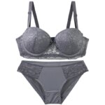 2025 nuevo sujetador con aros de punto Floral para mujer correas ajustables encaje Copa BC ropa interior Push Up minimizador lencería acolchada - Imagen 2
