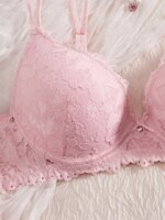 Conjunto de 6 piezas de sujetador y bragas para mujer, conjunto sexy con encaje estampado y patchwork, sin forro, ajuste cómodo, sujetador push-up para mujer, conjunto de ropa interior femenina - Imagen 5