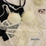 Conjunto de lencería de encaje con bordados de mariposas, diseño atractivo, sujetador sin aros con efecto push-up y bragas a juego, de la marca Pure Desire, suave y cómodo, ropa interior íntima. - Imagen 3