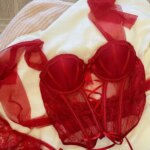 Conjunto de lencería sexy de encaje: Top halter con diseño de espina de pescado y almohadillas, parte inferior fina y parte superior gruesa, para mujer. - Imagen 5