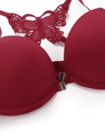 Venta caliente conjunto de 2 piezas de sujetador sexy con botón frontal rojo parte de atrás bonita mariposa sujetador de moda push up conjunto de mujer A2120 - Imagen 2