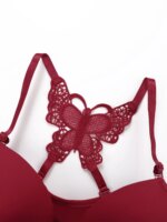 Venta caliente conjunto de 2 piezas de sujetador sexy con botón frontal rojo parte de atrás bonita mariposa sujetador de moda push up conjunto de mujer A2120 - Imagen 3