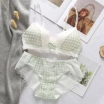 Conjunto de sujetador negro de 2 piezas para mujer, ropa interior Sexy coreana con encaje, conjunto de lencería Floral, Sujetador Push Up inalámbrico y conjuntos de bragas - Imagen 5