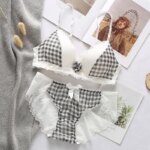 Conjunto de sujetador negro de 2 piezas para mujer, ropa interior Sexy coreana con encaje, conjunto de lencería Floral, Sujetador Push Up inalámbrico y conjuntos de bragas