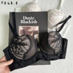 Conjunto de lencería de colores contrastantes para mujer, ropa interior Sexy con relleno grueso, sujetador de realce, encaje bordado, talla grande