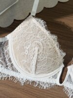 Conjunto de bralette y bragas blancas de encaje francés para mujer, conjunto de dos piezas de ropa interior sexy y fina de verano Pure Desire - Imagen 5
