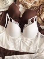 Conjunto de lencería sexy de encaje con camisola, sujetador extendido con varillas, ropa interior que estiliza la cintura y bragas de mujer con escote en V profundo - Imagen 2
