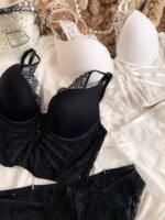 Conjunto de lencería sexy de encaje con camisola, sujetador extendido con varillas, ropa interior que estiliza la cintura y bragas de mujer con escote en V profundo - Imagen 4