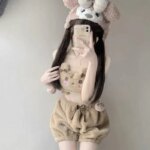 Pijama japonés Kawaii Lolita para mujer, conjunto de bragas Nad, sujetador de dibujos animados, ropa interior con lazo, bragas de calabaza, Push Up, lencería íntima - Imagen 4