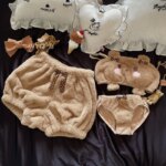 Pijama japonés Kawaii Lolita para mujer, conjunto de bragas Nad, sujetador de dibujos animados, ropa interior con lazo, bragas de calabaza, Push Up, lencería íntima