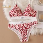 Novedad de verano, conjunto de ropa interior para mujer con estampado de leopardo sin rastro y borde de acero, correa ajustable para el hombro en la espalda - Imagen 6