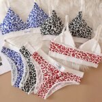 Novedad de verano, conjunto de ropa interior para mujer con estampado de leopardo sin rastro y borde de acero, correa ajustable para el hombro en la espalda - Imagen 2