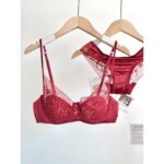 Conjunto de Lencería de Encaje Cómodo para Mujer, Sujetador con Aros Suaves, Copa Delgada, Push-Up, Transpirable, Ropa Interior para Mujeres con Busto Pequeño - Imagen 5