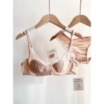 Conjunto de Lencería de Encaje Cómodo para Mujer, Sujetador con Aros Suaves, Copa Delgada, Push-Up, Transpirable, Ropa Interior para Mujeres con Busto Pequeño