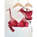 Conjunto de Lencería de Encaje Cómodo para Mujer, Sujetador con Aros Suaves, Copa Delgada, Push-Up, Transpirable, Ropa Interior para Mujeres con Busto Pequeño - Imagen 4