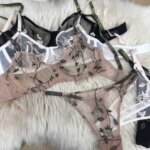 BANERDANNI Conjunto de sujetador de malla transparente popular, sujetador minimizador push-up antideslizante con bordado de encaje transparente para mujeres con busto grande