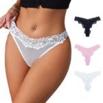 Tanga de encaje transparente ultrafina de cintura baja para mujer, de seda helada transpirable, para fitness, yoga, sexy, cóm... - Imagen 3