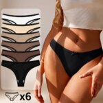 6 unidades/juego de calzoncillos de algodón para mujer, de tiro bajo, transpirables, suaves, sin costuras, de colores lisos, tipo tanga.