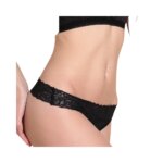 Tanga de seda de morera para mujer, con corte bajo, encaje, diseño sexy y sin costuras.