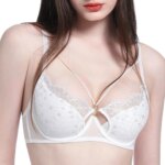 Sujetador de encaje francés con copas finas para mujer, ideal para el verano, con aros suaves, diseño de encaje con cordones, sujeción, efecto reafirmante, diseño sexy, transpirable, lencería, sujetador, tallas 34-40. - Imagen 5