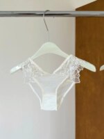 Bralette de Encaje Bordado Francés, Sujetador Triangular sin Varillas para Mujer, Conjunto de Lencería Elegante con Tirantes Finos, Cobertura para Pecho Pequeño, MOYISU - Imagen 5
