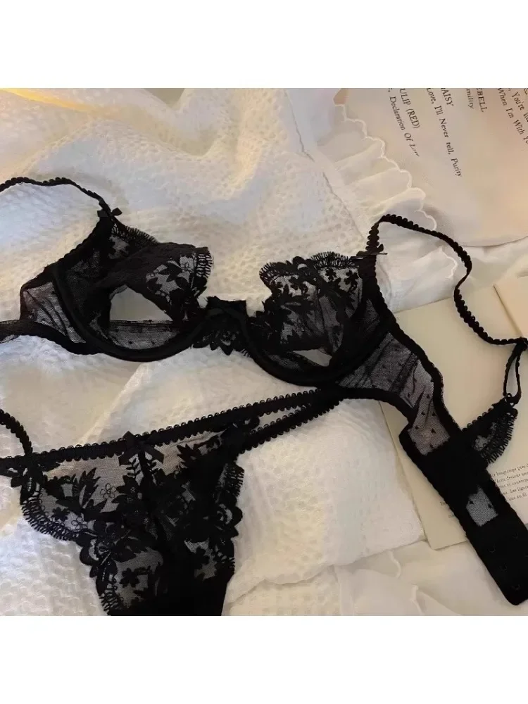 30763-b467yy.jpg MOYISU Riviera Sheer Bralette - Sujetador con aros de media copa transpirable, conjunto de lencería de encaje listo para el verano, sin esponja, apto para ondas de calor - Imagen 1