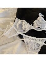 MOYISU Riviera Sheer Bralette - Sujetador con aros de media copa transpirable, conjunto de lencería de encaje listo para el verano, sin esponja, apto para ondas de calor - Imagen 4