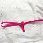 Extra Mini mujer Tback Crotchless Sexy Tanga Hot Pink cerezas G-String pantalones cortos entrepierna profundidad Sexy erótico mujeres calzoncillos - Imagen 2
