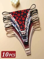Tanga sin costuras para mujer, bragas de cintura baja con tirantes finos, ropa interior Sexy, bragas cómodas con espalda en T, 10 Uds.