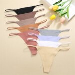 Tanga sin costuras para mujer, bragas de cintura baja con tirantes finos, ropa interior Sexy, bragas cómodas con espalda en T, 10 Uds. - Imagen 5