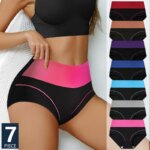 Conjunto de 7 Piezas de Fajas Moldeadoras de Cintura Alta para Mujer, Bragas Suaves y Transpirables, Tallas Grandes XS-3XL, Lencería Femenina