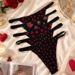 Elegantes tangas sin costuras para mujer, de cintura baja, con diseño de labios, T-back, ropa interior con estampado de fresas y corazones para chicas. - Imagen 2