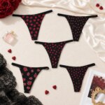 Elegantes tangas sin costuras para mujer, de cintura baja, con diseño de labios, T-back, ropa interior con estampado de fresas y corazones para chicas. - Imagen 3