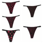 Elegantes tangas sin costuras para mujer, de cintura baja, con diseño de labios, T-back, ropa interior con estampado de fresas y corazones para chicas. - Imagen 5