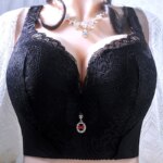 Sujetador push-up de talla grande con aros de encaje sexy, lencería de cobertura total para mujeres con curvas, alas laterales anchas y soporte de copa delgada, busto grande