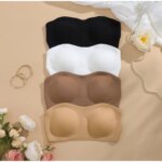Sujetador sin tirantes con hebilla lateral, sin costuras, con relleno suave extraíble, de seda helada, para mujer, con espalda cruzada, sujetador de belleza, con hebilla ajustable conveniente - Imagen 6