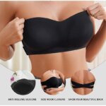 Sujetador sin tirantes con hebilla lateral, sin costuras, con relleno suave extraíble, de seda helada, para mujer, con espalda cruzada, sujetador de belleza, con hebilla ajustable conveniente - Imagen 3