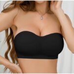 Sujetador sin tirantes con hebilla lateral, sin costuras, con relleno suave extraíble, de seda helada, para mujer, con espalda cruzada, sujetador de belleza, con hebilla ajustable conveniente - Imagen 5