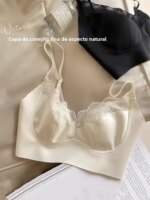 Sujetador sexy de encaje tipo conejita para mujer, sin costuras, con espalda hermosa, sin tirantes, que reduce el tamaño del ...