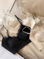 Sujetador sexy de encaje tipo conejita para mujer, sin costuras, con espalda hermosa, sin tirantes, que reduce el tamaño del ... - Imagen 4