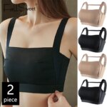 FallSweet 1/2 Uds. Sujetador deportivo sin aros para mujer Bralette de talla grande lencería cómoda Sexy diseño antiflacidez de copa completa fija