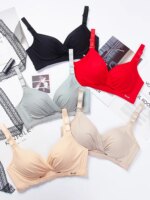 Conjunto de sujetador y bragas finos y sin costuras para mujer, con ajuste inalámbrico, efecto realce de pecho plano, para ve... - Imagen 5