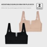 FallSweet-Sujetador de talla grande sin costuras para mujer, Bralette sin aros con cuello en V profundo, ropa interior transpirable de copa fina Sexy, 2 uds. - Imagen 4
